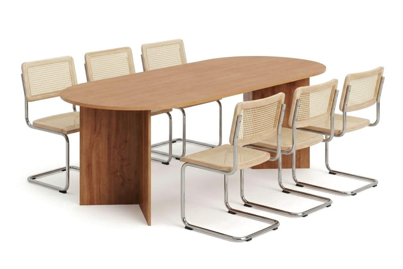Vera spisegruppe rektangulær 220 cm eg med 6 Build spisebordsstole, Eg
