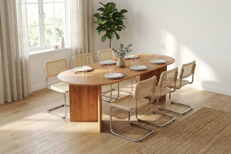 Vera spisegruppe rektangulær 220 cm eg med 6 Build spisebordsstole - Eg - Møbler - Borde - Spisebordssæt