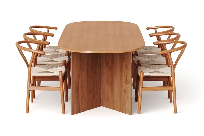 Vera spisegruppe rektangulær 220 cm eg med 6 Dastoori spisestole - Eg - Møbler - Borde - Spisebordssæt