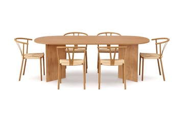 Vera spisegruppe rektangulær 220 cm Eg med 6 Elysia spisestole - Eg - Møbler - Borde - Spisebordssæt