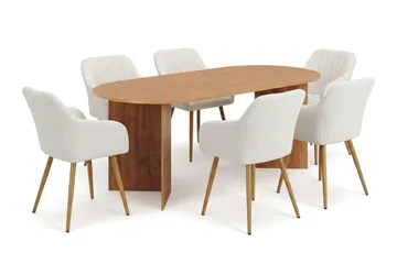 Vera spisegruppe rektangulær 220 cm eg med 6 Filippa spisebordsstole - Eg - Møbler - Borde - Spisebordssæt