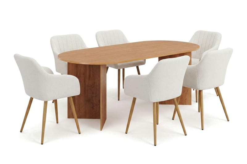 Vera spisegruppe rektangulær 220 cm eg med 6 Filippa spisebordsstole - Eg - Møbler - Borde - Spisebordssæt