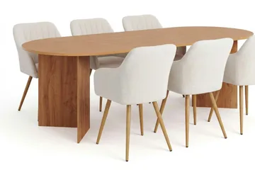 Vera spisegruppe rektangulær 220 cm eg med 6 Filippa spisebordsstole - Eg - Møbler - Borde - Spisebordssæt