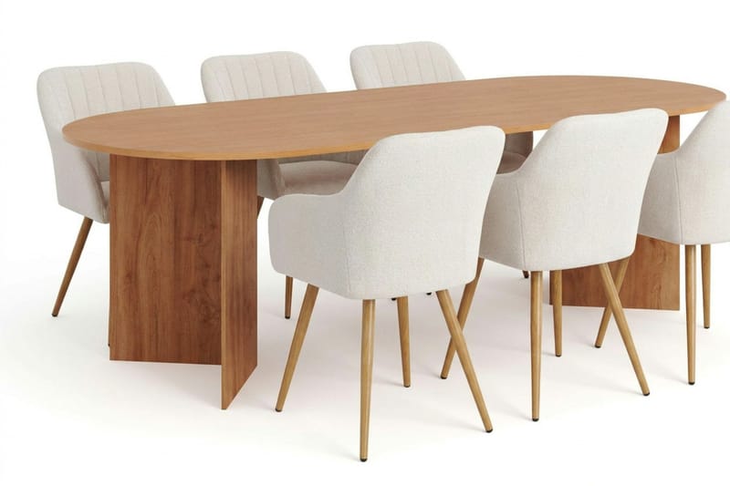 Vera spisegruppe rektangulær 220 cm eg med 6 Filippa spisebordsstole - Eg - Møbler - Borde - Spisebordssæt