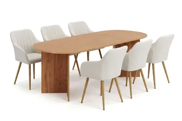 Vera spisegruppe rektangulær 220 cm eg med 6 Filippa spisebordsstole - Eg - Møbler - Borde - Spisebordssæt