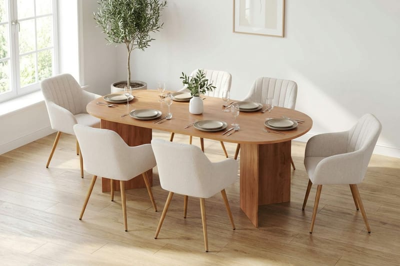 Vera spisegruppe rektangulær 220 cm eg med 6 Filippa spisebordsstole - Eg - Møbler - Borde - Spisebordssæt