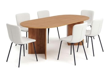 Vera spisegruppe rektangulær 220 cm eg med 6 Katy spisebordsstole - Eg - Møbler - Borde - Spisebordssæt