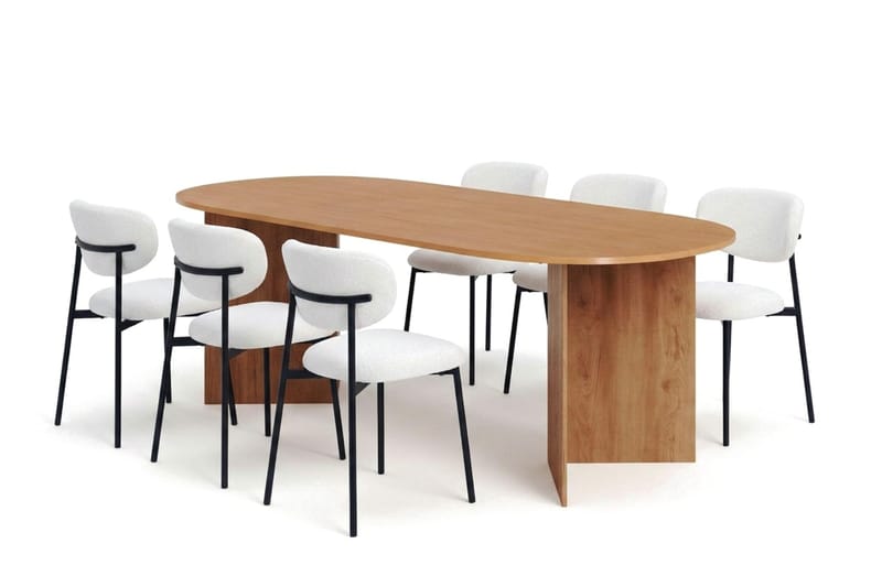 Vera spisegruppe rektangulær 220 cm eg med 6 Lucy spisebordsstole - Eg - Møbler - Borde - Spisebordssæt