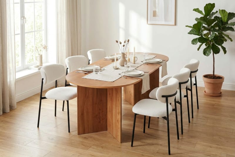 Vera spisegruppe rektangulær 220 cm eg med 6 Lucy spisebordsstole - Eg - Møbler - Borde - Spisebordssæt