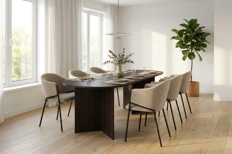 Vera spisegruppe rektangulær 220 cm røget eg med 6 Filip spisestole - Røget eg - Møbler - Borde - Spisebordssæt