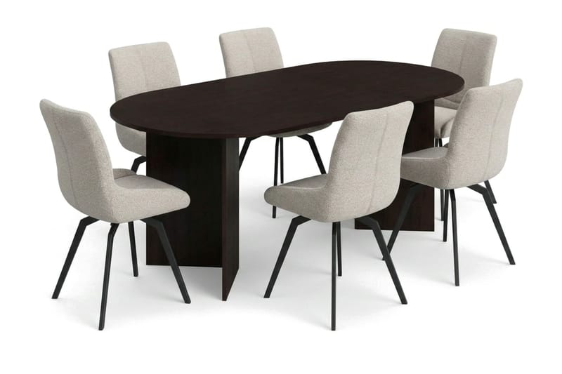 Vera spisegruppe rektangulær 220 cm røget eg med 6 Mora spisestole - Røget eg - Møbler - Borde - Spisebordssæt