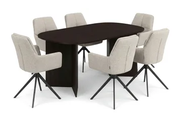 Vera spisegruppe rektangulær 220 cm røget eg med 6 Torsby spisestole - Røget eg - Møbler - Borde - Spisebordssæt