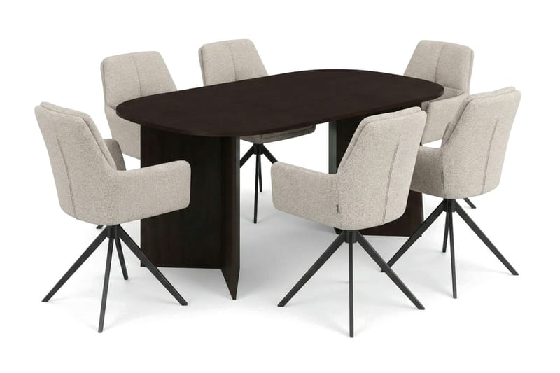 Vera spisegruppe rektangulær 220 cm røget eg med 6 Torsby spisestole - Røget eg - Møbler - Borde - Spisebordssæt