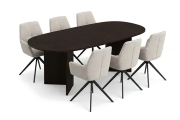 Vera spisegruppe rektangulær 220 cm røget eg med 6 Torsby spisestole - Røget eg - Møbler - Borde - Spisebordssæt