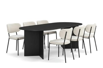 Vera spisegruppe rektangulær 220 cm sort med 6 Gemmiano spisebordsstole - Sortbejdset eg - Møbler - Borde - Spisebordssæt