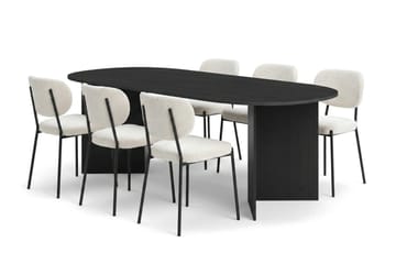 Vera spisegruppe rektangulær 220 cm sort med 6 Gemmiano spisebordsstole - Sortbejdset eg - Møbler - Borde - Spisebordssæt