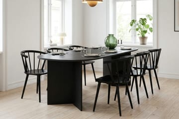 Vera spisegruppe rektangulær 220 cm sort med 6 Tyrö spisebordsstole - Sortbejdset eg - Møbler - Borde - Spisebordssæt