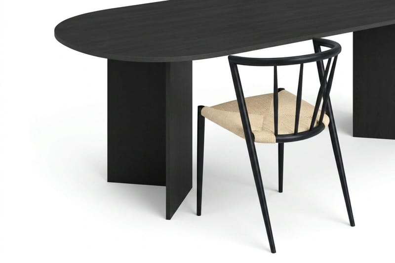 Vera spisegruppe rektangulær 220 cm sort med 6 Winston spisebordsstole - Sortbejdset eg - Møbler - Borde - Spisebordssæt