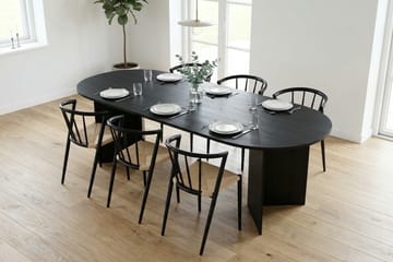 Vera spisegruppe rektangulær 220 cm sort med 6 Winston spisebordsstole - Sortbejdset eg - Møbler - Borde - Spisebordssæt