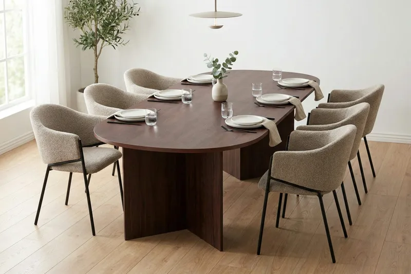 Vera spisegruppe rektangulær 220 cm valnød med 6 Filip spisestole - Valnød - Møbler - Borde - Spisebordssæt