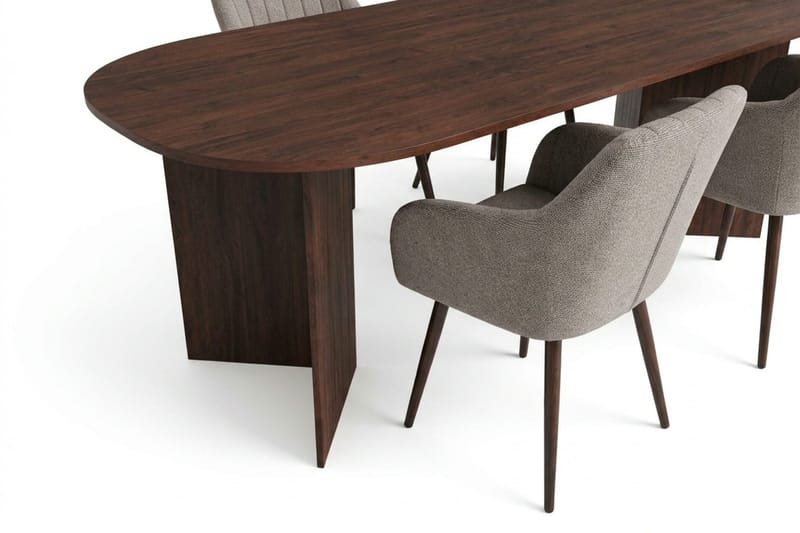 Vera spisegruppe rektangulær 220 cm valnød med 6 Filippa spisebordsstole - Valnød - Møbler - Borde - Spisebordssæt