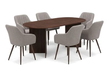 Vera spisegruppe rektangulær 220 cm valnød med 6 Filippa spisebordsstole - Valnød - Møbler - Borde - Spisebordssæt