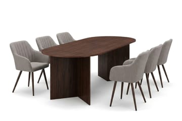 Vera spisegruppe rektangulær 220 cm valnød med 6 Filippa spisebordsstole - Valnød - Møbler - Borde - Spisebordssæt