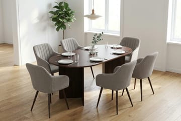 Vera spisegruppe rektangulær 220 cm valnød med 6 Filippa spisebordsstole - Valnød - Møbler - Borde - Spisebordssæt
