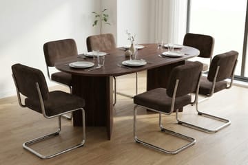 Vera spisegruppe rektangulær 220 cm valnød med 6 Milva spisebordsstole - Valnød - Møbler - Borde - Spisebordssæt