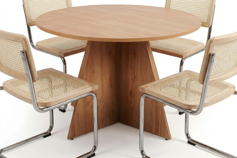 Vera spisegruppe rund 110 cm eg med 4 Build spisestole - Eg - Møbler - Borde - Spisebordssæt