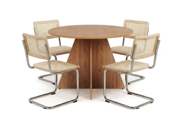 Vera spisegruppe rund 110 cm eg med 4 Build spisestole - Eg - Møbler - Borde - Spisebordssæt