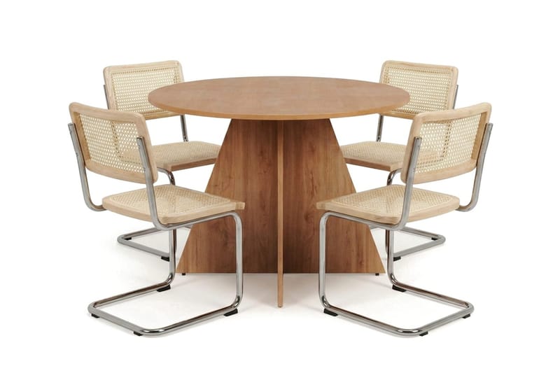 Vera spisegruppe rund 110 cm eg med 4 Build spisestole - Eg - Møbler - Borde - Spisebordssæt