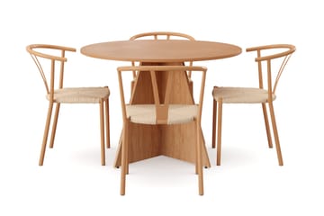 Vera spisegruppe rund 110 cm eg med 4 Elysia spisebordsstole - Eg - Møbler - Borde - Spisebordssæt