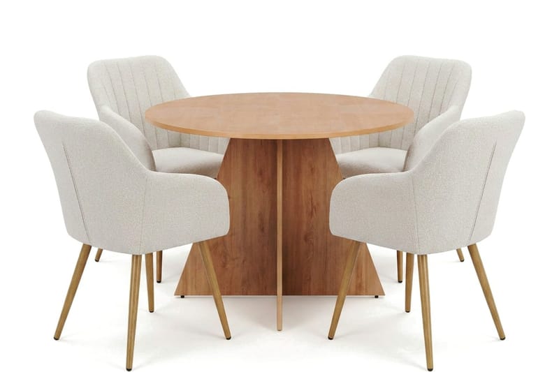 Vera spisegruppe rund 110 cm eg med 4 Filippa spisestole, Eg