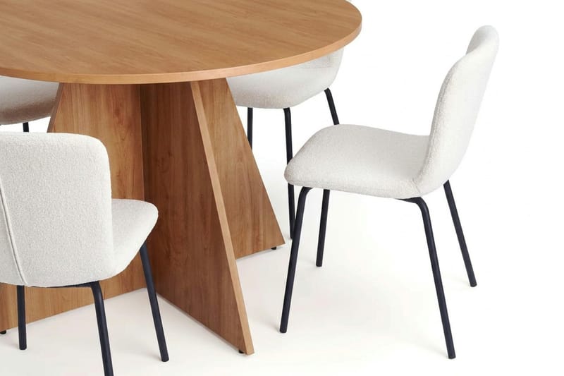 Vera spisegruppe rund 110 cm eg med 4 Katy spisebordsstole - Eg - Møbler - Borde - Spisebordssæt