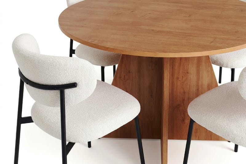 Vera spisegruppe rund 110 cm eg med 4 Lucy spisebordsstole - Eg - Møbler - Borde - Spisebordssæt