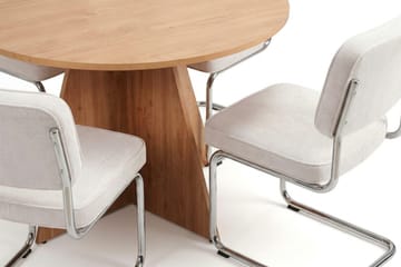 Vera spisegruppe rund 110 cm eg med 4 Milva spisestole - Eg - Møbler - Borde - Spisebordssæt