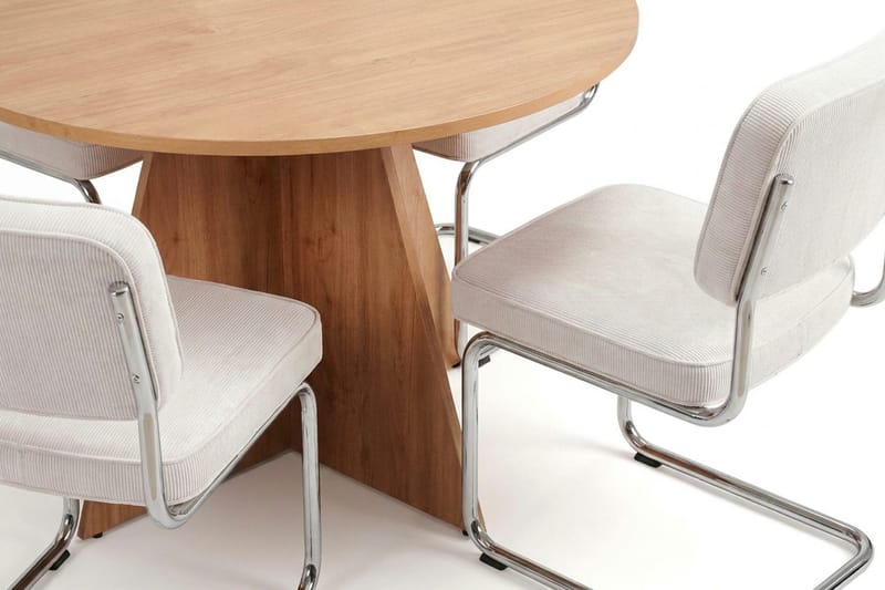 Vera spisegruppe rund 110 cm eg med 4 Milva spisestole - Eg - Møbler - Borde - Spisebordssæt