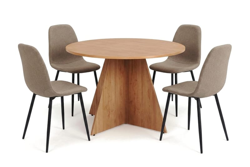Vera spisegruppe rund 110 cm eg med 4 Nibe spisebordsstole - Eg - Møbler - Borde - Spisebordssæt