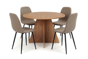 Vera spisegruppe rund 110 cm eg med 4 Nibe spisebordsstole