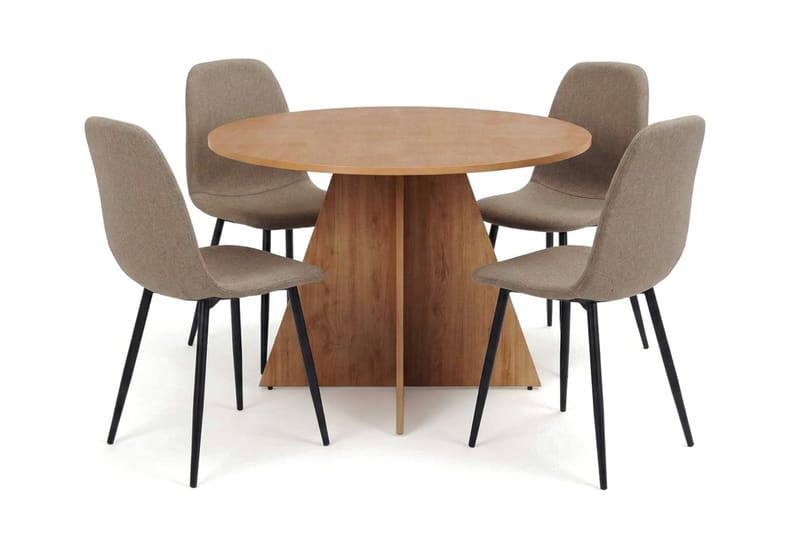 Vera spisegruppe rund 110 cm eg med 4 Nibe spisebordsstole, Eg