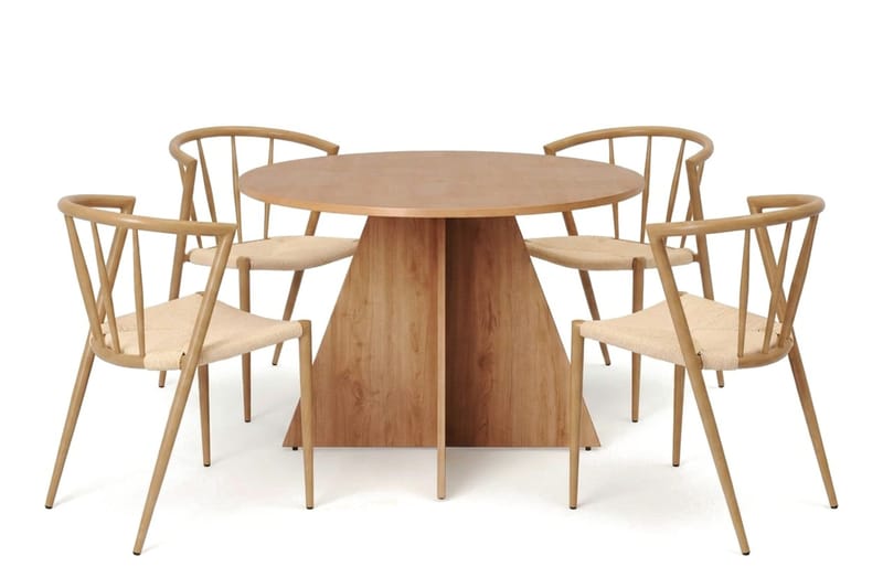 Vera spisegruppe rund 110 cm eg med 4 Winston spisebordsstole, Eg