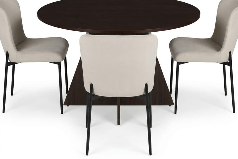 Vera spisegruppe rund 110 cm røget eg med 4 Elsie spisestole - Røget eg/Beige - Møbler - Borde - Spisebordssæt