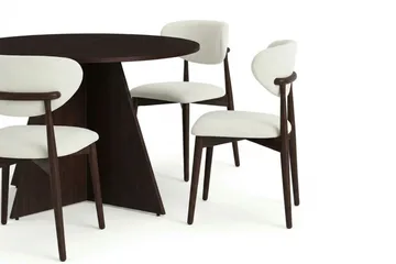 Vera spisegruppe rund 110 cm røget eg med 4 Molly spisestole - Røget eg - Møbler - Borde - Spisebordssæt