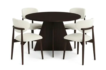 Vera spisegruppe rund 110 cm røget eg med 4 Molly spisestole - Røget eg - Møbler - Borde - Spisebordssæt