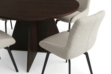 Vera spisegruppe rund 110 cm røget eg med 4 Mora spisebordsstole - Røget eg - Møbler - Borde - Spisebordssæt
