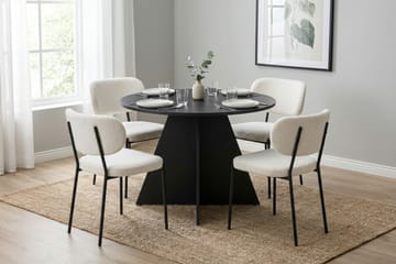 Vera spisegruppe rund 110 cm sort med 4 Gemmiano spisebordsstole - Sortbejdset eg - Møbler - Borde - Spisebordssæt