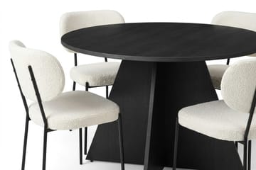 Vera spisegruppe rund 110 cm sort med 4 Gemmiano spisebordsstole - Sortbejdset eg - Møbler - Borde - Spisebordssæt