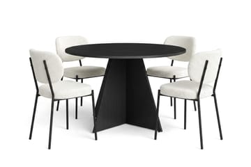 Vera spisegruppe rund 110 cm sort med 4 Gemmiano spisebordsstole - Sortbejdset eg - Møbler - Borde - Spisebordssæt