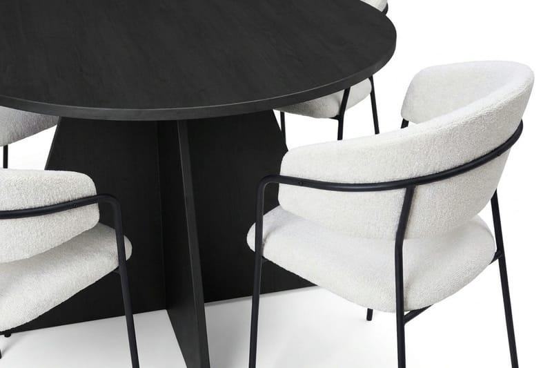 Vera spisegruppe rund 110 cm sort med 4 Karol spisebordsstole - Sort - Møbler - Borde - Spisebordssæt